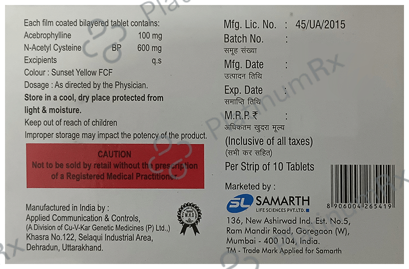 Mucomix Ace 100/600mg Tablet 10s