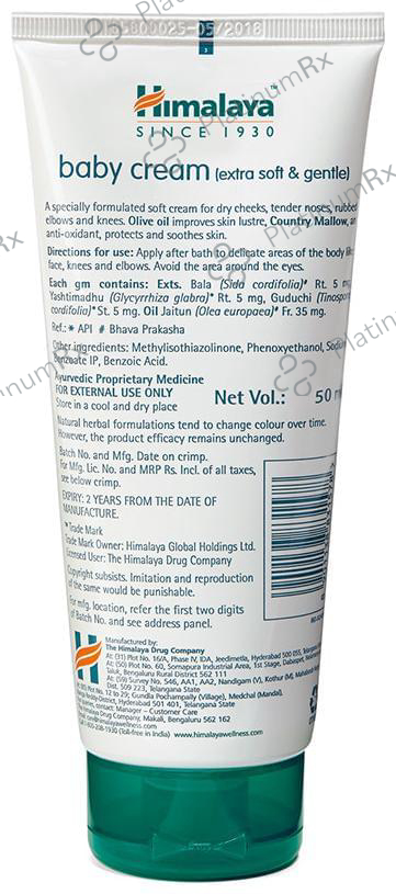 Himalaya Baby Cream - Moisturises & Soothes the Skin - Extra Soft & Gentle 50 gm