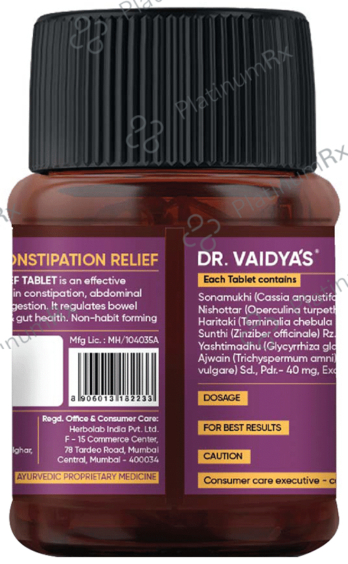 Dr. Vaidya's Constipation Relief Tablet (30 Each) 1 Bottle