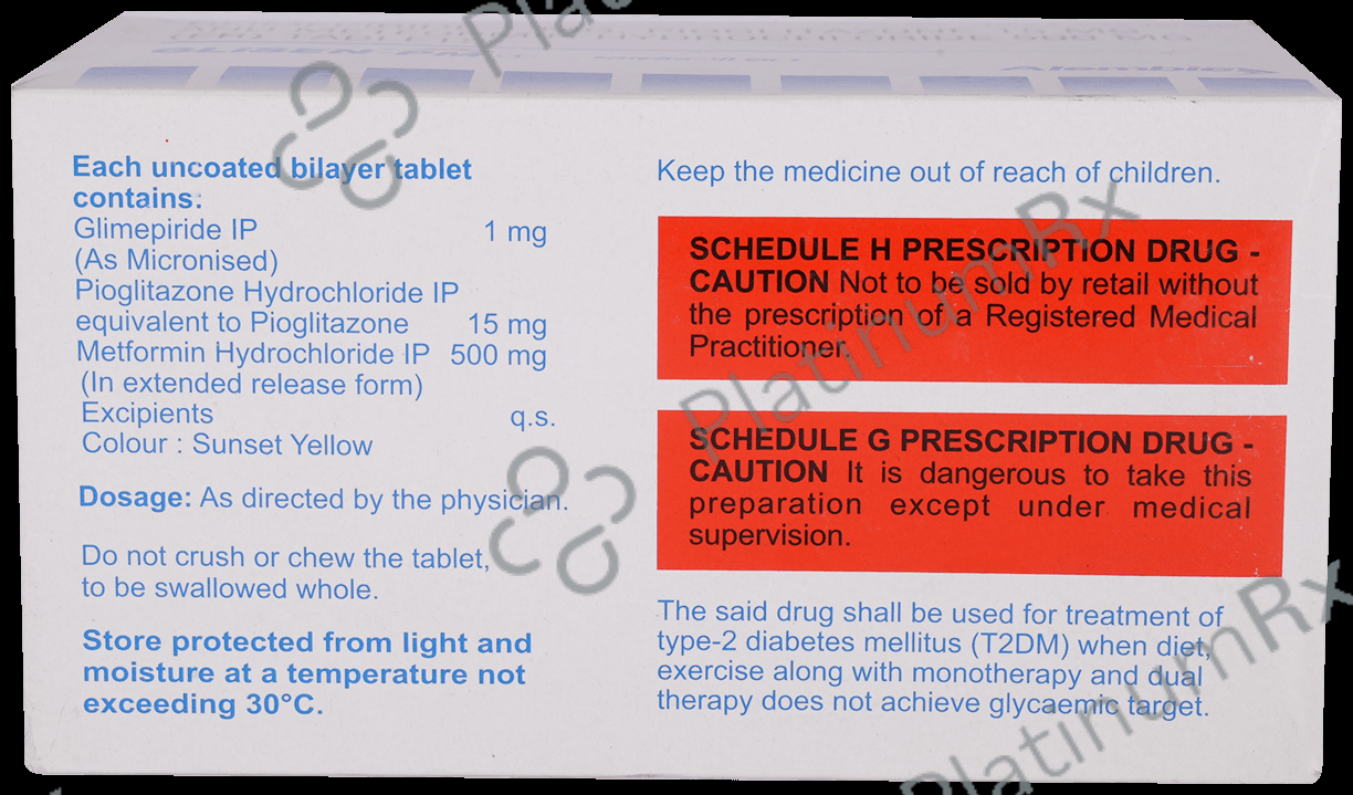 Glisen PM 1/500/15mg Tablet 15s