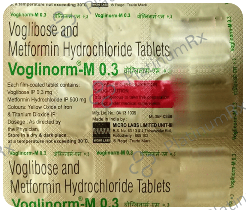 Voglinorm M 0.3/500mg Tablet 15s