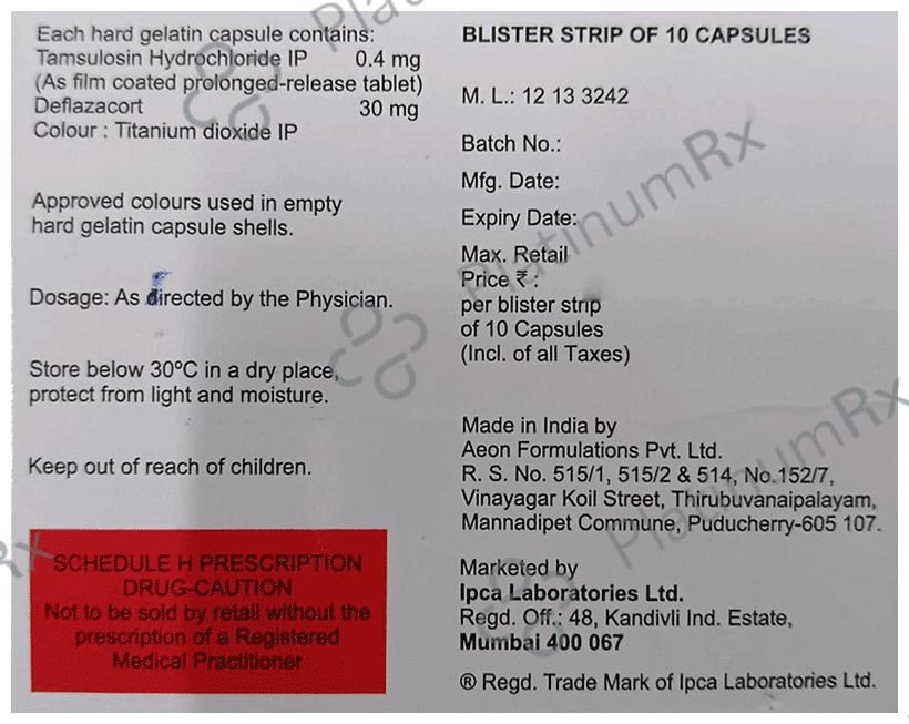 Tasulin Plus 0.4/30mg Capsule 10s