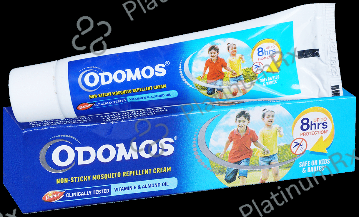 Odomos Non Sticky Mosquito Repellent Cream with Vitamin E & Almond Oil 23 gm