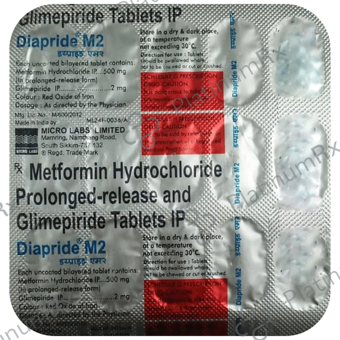 Diapride M2 2/500mg Tablet PR 15s