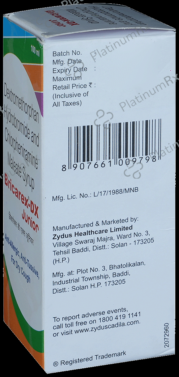 Bricarex DX 2/10mg Junior Syrup 100ml