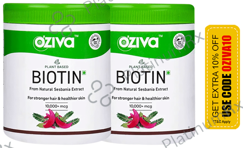 Oziva Plant Based Biotin 10000 mcg for Stronger Hair & Healthier Skin (250gm Each)