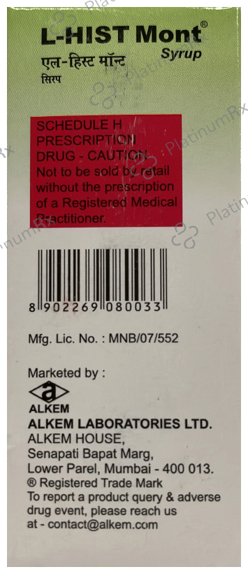 L Hist Mont 2.5/4mg Syrup 30ml