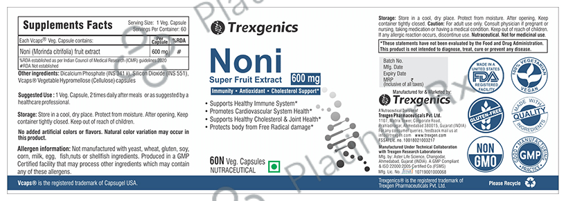 Trexgenics Noni 600mg Super Fruit Extract Veg. Capsules