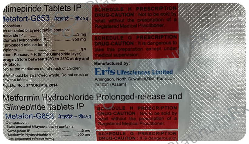 Metafort G 3/850mg Tablet PR 10s