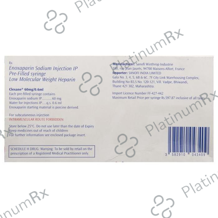 Clexane 60mg Injection 1s