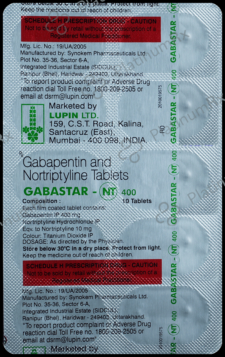 Gabastar NT 400/10mg Tablet 10s