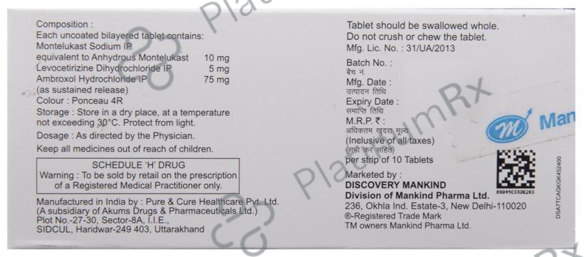 Monticope A 75/5/10mg Tablet SR 10s
