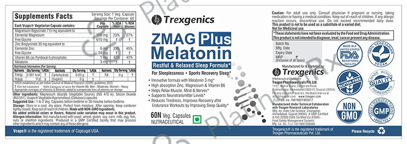 Trexgenics Zmag Plus Melatonin Veg Capsule
