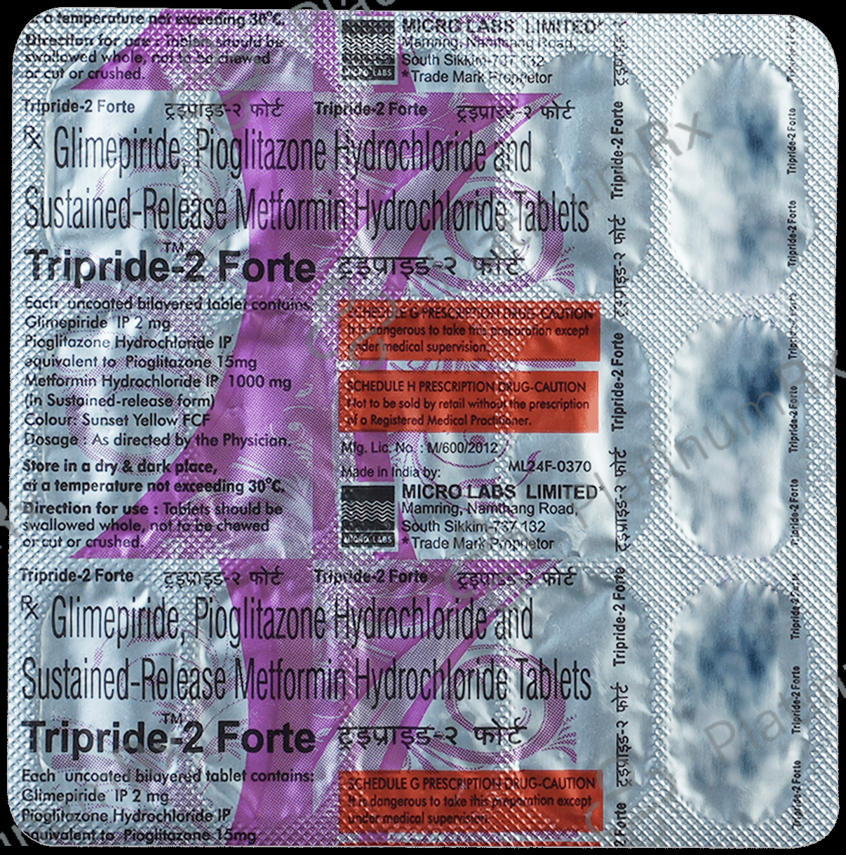 Tripride 2 Forte 2/1000/15mg Tablet SR 15s