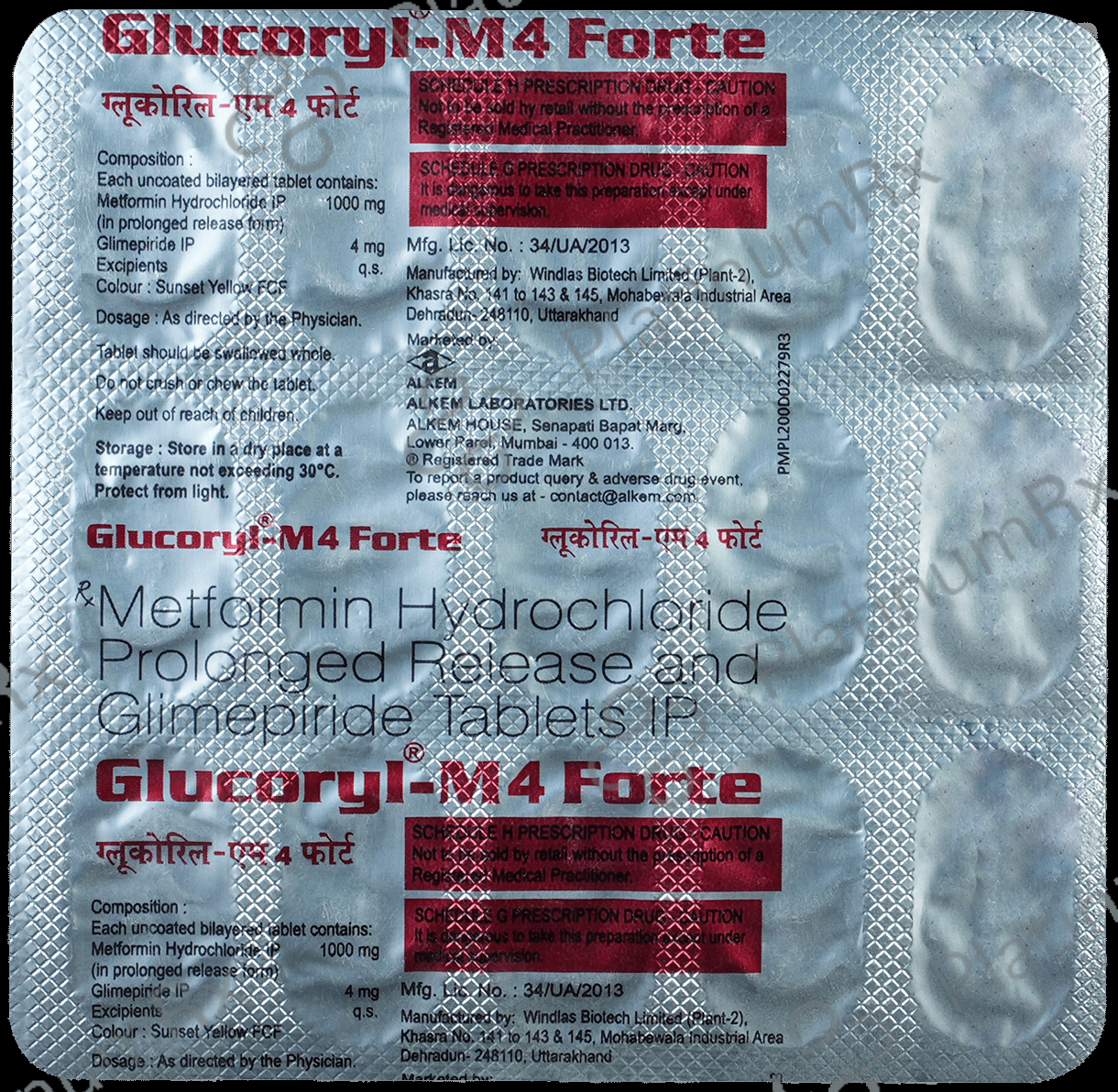 Glucoryl M4 Forte 4/1000mg Tablet PR 15s