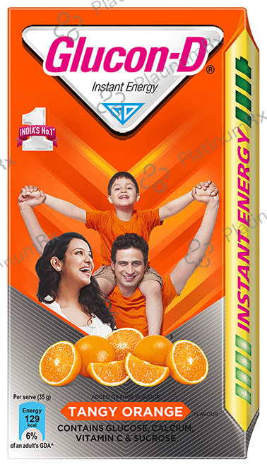 Glucon-D with Glucose, Calcium, Vitamin C & Sucrose - Flavour Tangy Orange