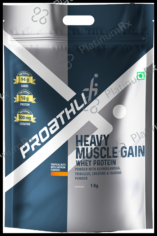 Proathlix Heavy Muscle Gain Whey Protein Powder Tropical Nuts With Saffron 1 kg