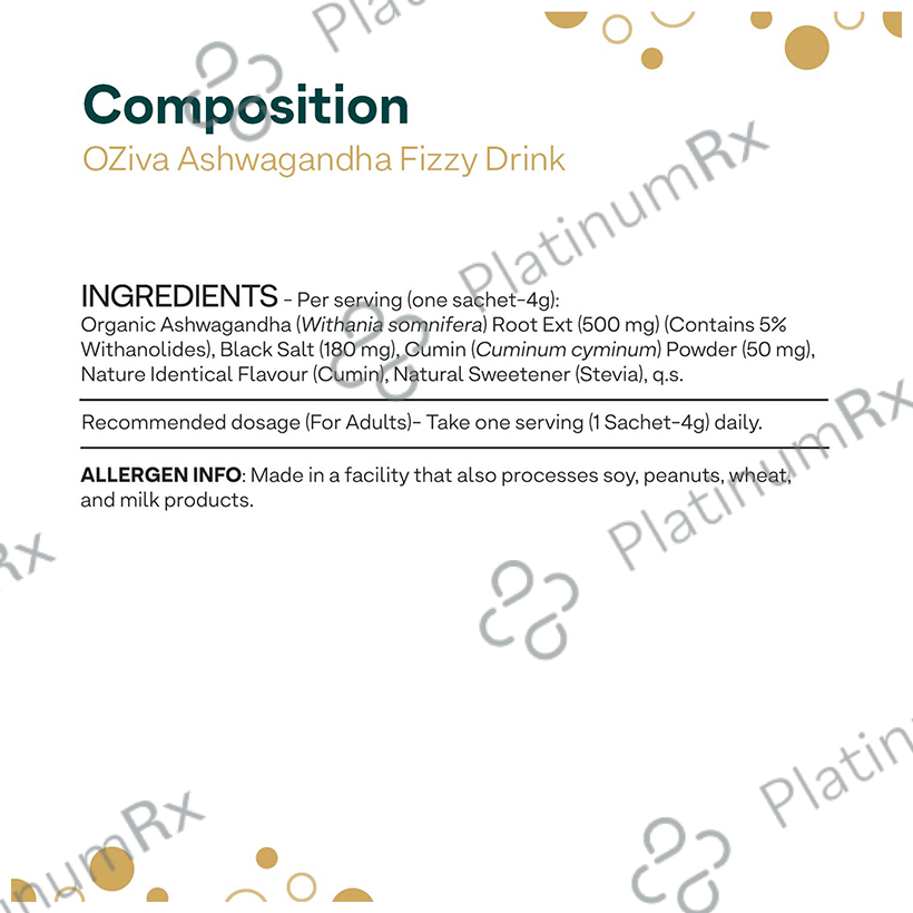 Oziva Ashwagandha Fizzy Drink Mix for Performance, Stress Management & Muscle Strength (4gm Each) Jeera