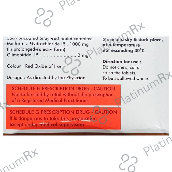 Diapride M2 Forte 2/1000mg Tablet PR 15s
