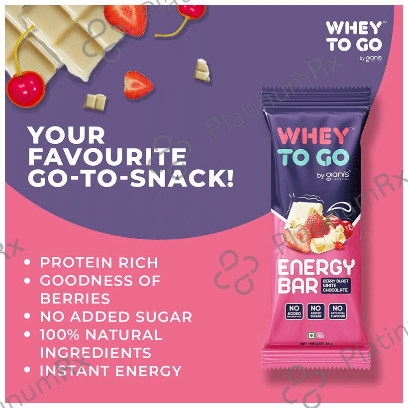 Whey To Go Energy Bar (35gm Each) Berry Blast White Chocolate 12 bars