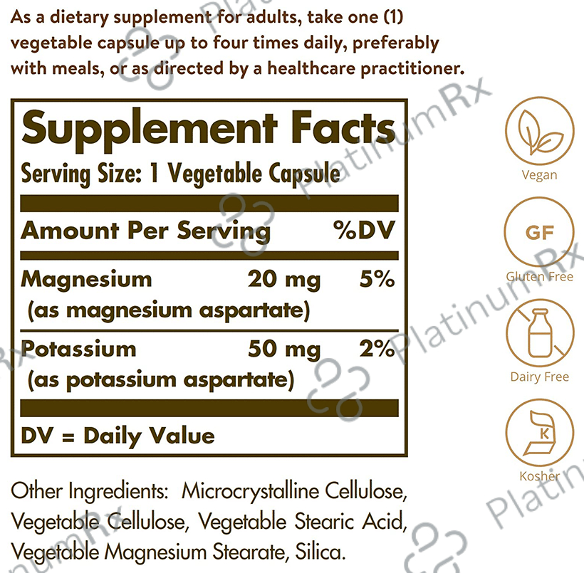 Solgar Potassium Magnesium Aspartate Vegetable Capsule