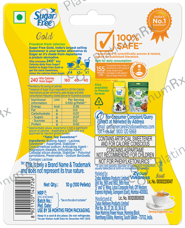 Sugar Free Gold 100s Pellets