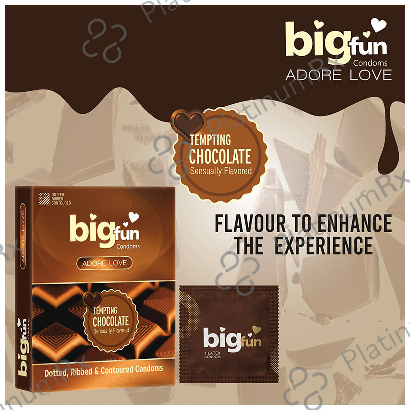 Bigfun Dotted, Ribbed & Contoured Condom Tempting Chocolate 10 condoms
