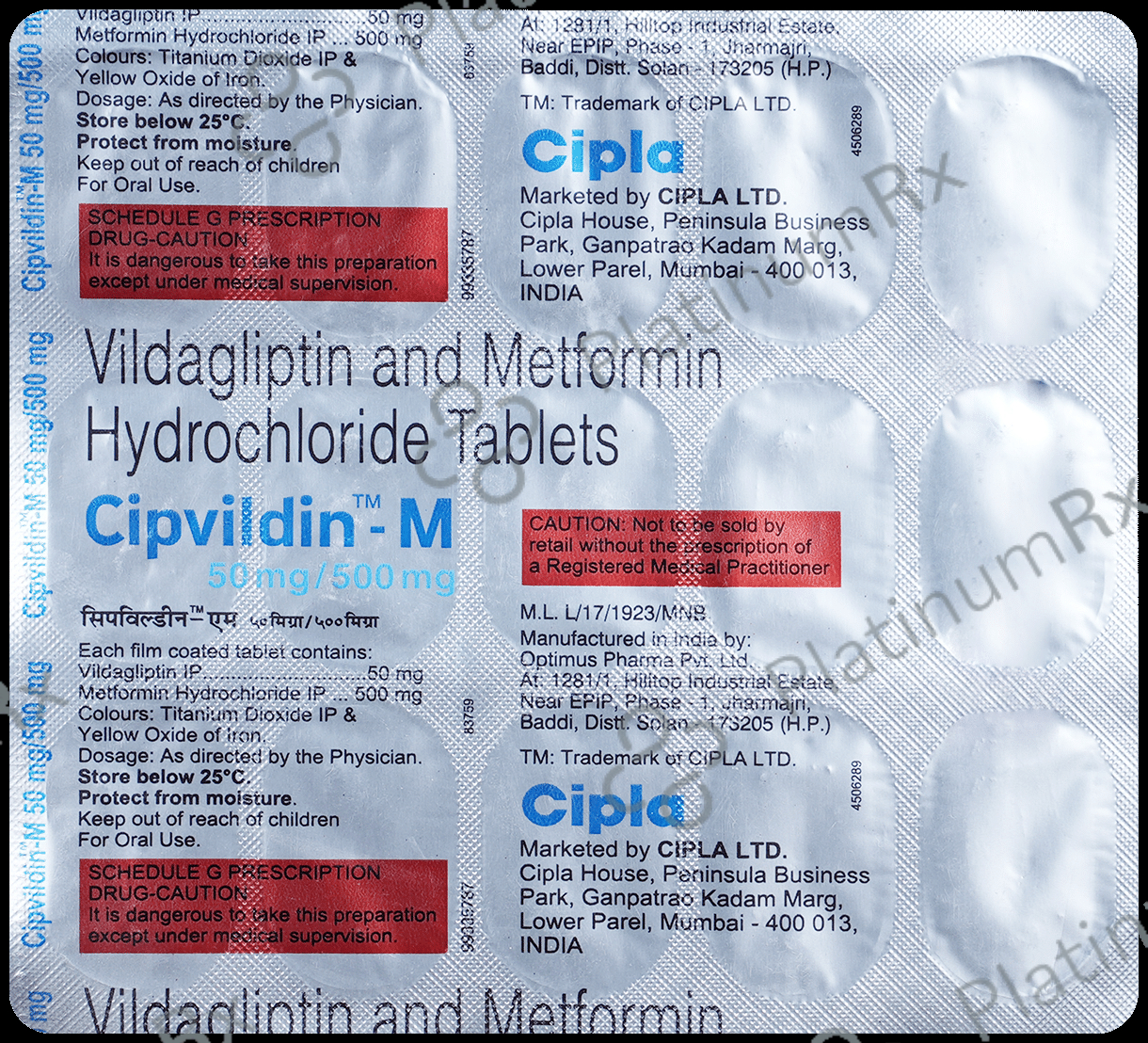 Cipvildin M 500/50mg Tab 15s