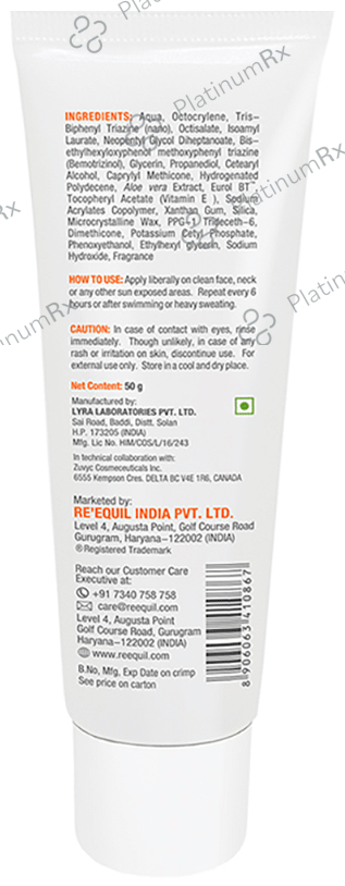 Re'equil Oxybenzone & Omc Free Sunscreen SPF 50 PA+++