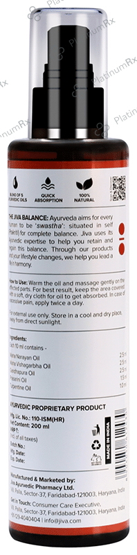 Jiva Pain Calm Oil - Pain Reliever for Joint Pain, Back Pain, Frozen Shoulder, Sprain & Muscle Soreness 200 ml