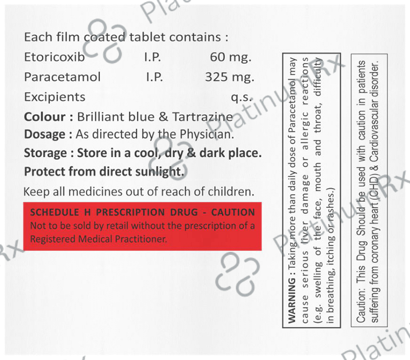 Zubcoxia P 60mg/325mg Tablet
