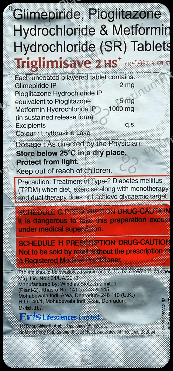 Triglimisave 2/1000/15mg HS Plus Tablet SR 10s