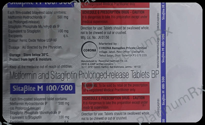 Sitabite M 100/500mg Tablet 10s