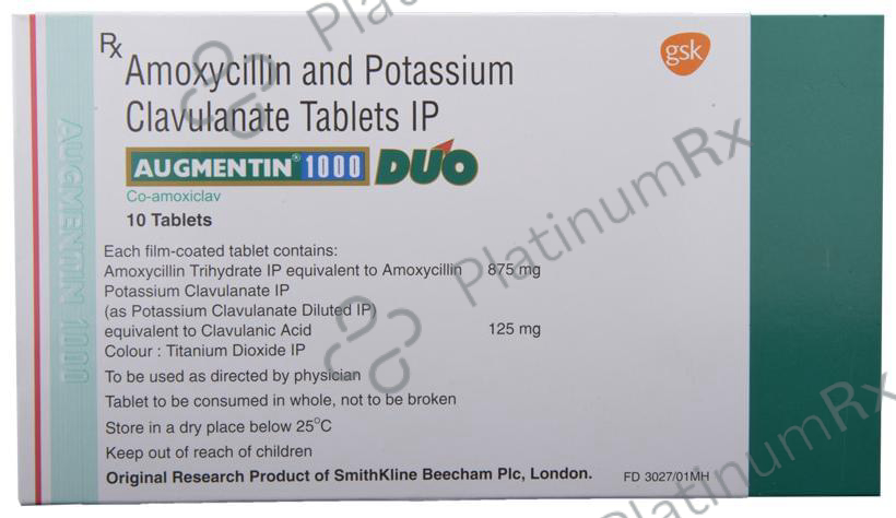 Augmentin 1000 Duo 875/125mg Tablet 10s