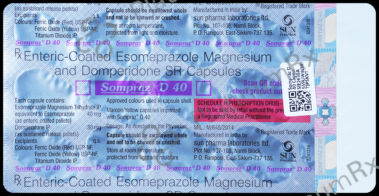 Sompraz D 40/30mg Capsule SR 15s