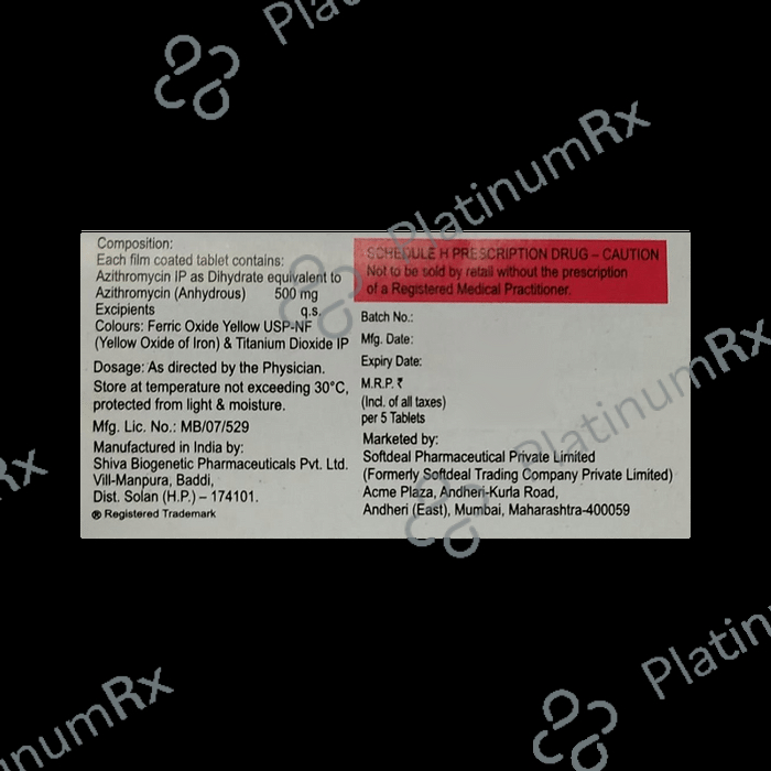 Azax 500mg Tablet 3s