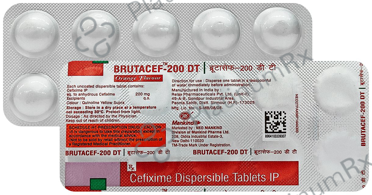 Brutacef DT 200mg Tablet 10s