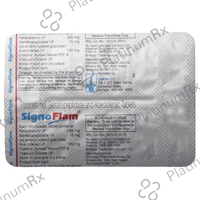 Signoflam 100/325/15mg Tablet 10s