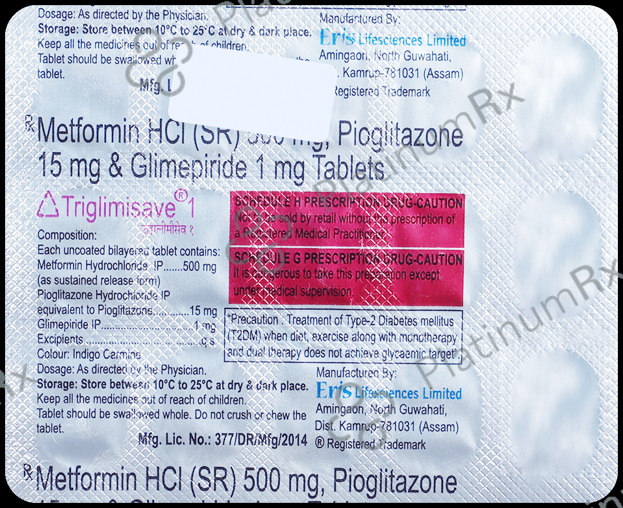 Triglimisave 1/500/15mg Tablet SR 15s