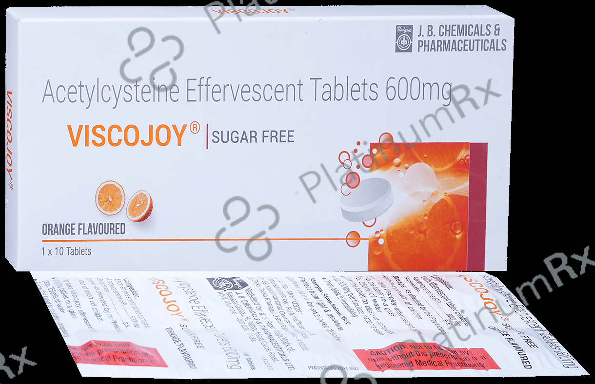 Viscojoy 600mg Effervescent Tablet Orange Sugar Free 10s