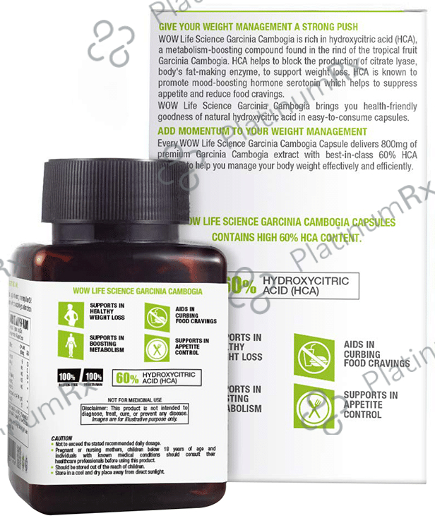 WOW Life Science Garcinia Cambogia Vegetarian Capsules