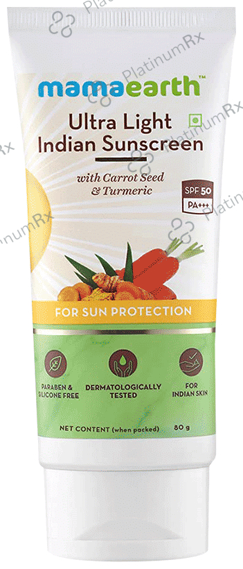 Mamaearth Indian Sunscreen Paraben & Silicon Free Ultra Light SPF 50