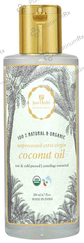 Just Herbs 100% Natural & Organic Unprocessed Extra Virgin Coconut Oil