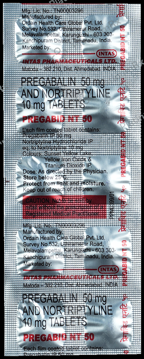 Pregabid NT 50mg/10mg Tablet