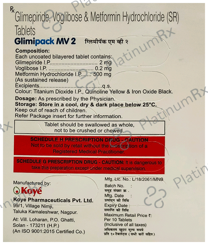 Glimipack MV 2 Tablet SR 10 tablets