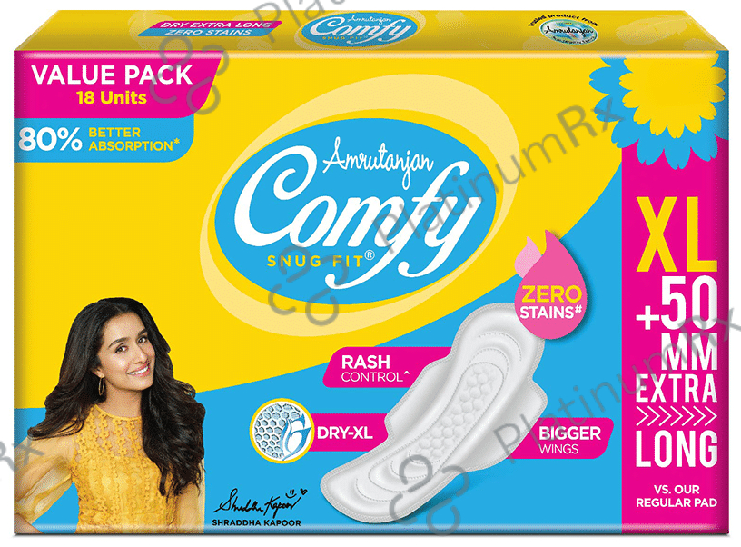 Amrutanjan Comfy Snug Fit Sanitary Pads Dry XL