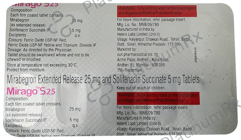 Mirago S 25mg Tablet ER 10s