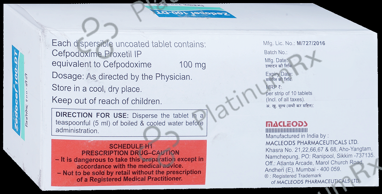 Zedocef 100mg Tablet DT 10s