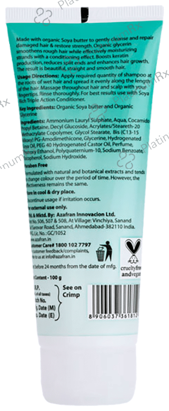 Azafran Organics Soya Rich Triple Action Shampoo 100 gm