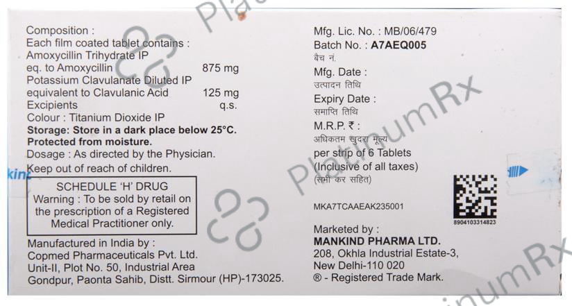 Moxikind CV 1gm 875/125mg Tablet 6s